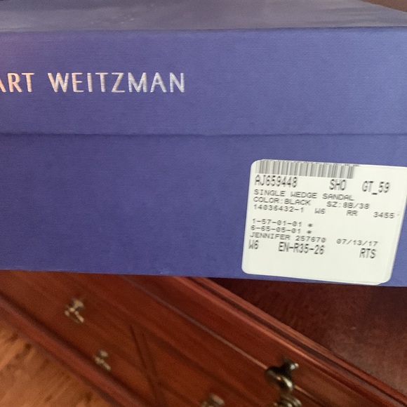 Authentic Stewart Weitzman women’s wedge sandal in black size 38/8B worn once - Picture 14 of 16
